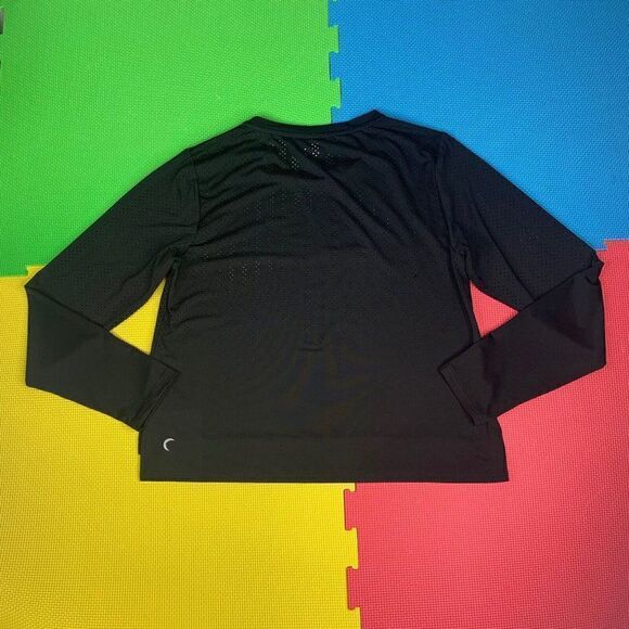 Zyia Active Black Chillcicle Perforated Laser Cut Crop Long Sleeve Shirt Top XL - Picture 5 of 10